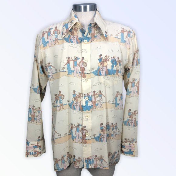 Vintage Other - VTG Men's Art Deco Graphic Mr. Witt Button Down LG